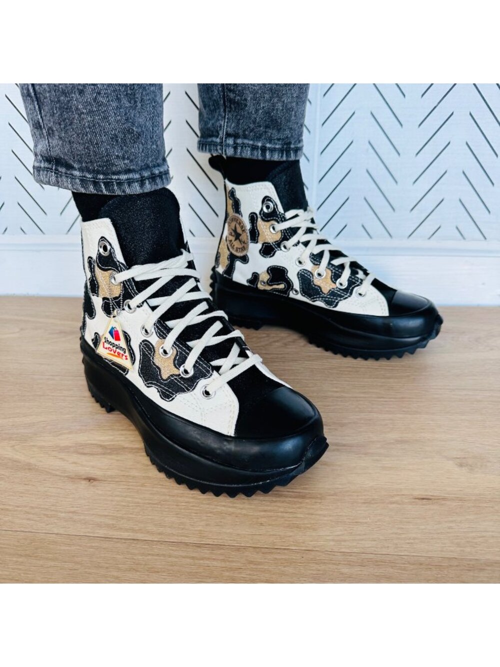 ⭐Rare Converse Run Star Hike Hi Women Shoes Sz 6.5 Leopard Platform Gold 172036C